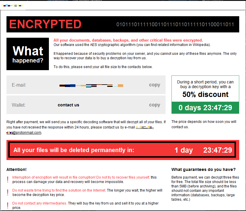 Ransomware message